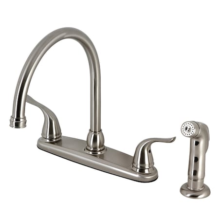 Kingston Brass KB798YLSP Yosemite 8" Centerset Kitchen Faucet W/Sprayer, Nickel KB798YLSP